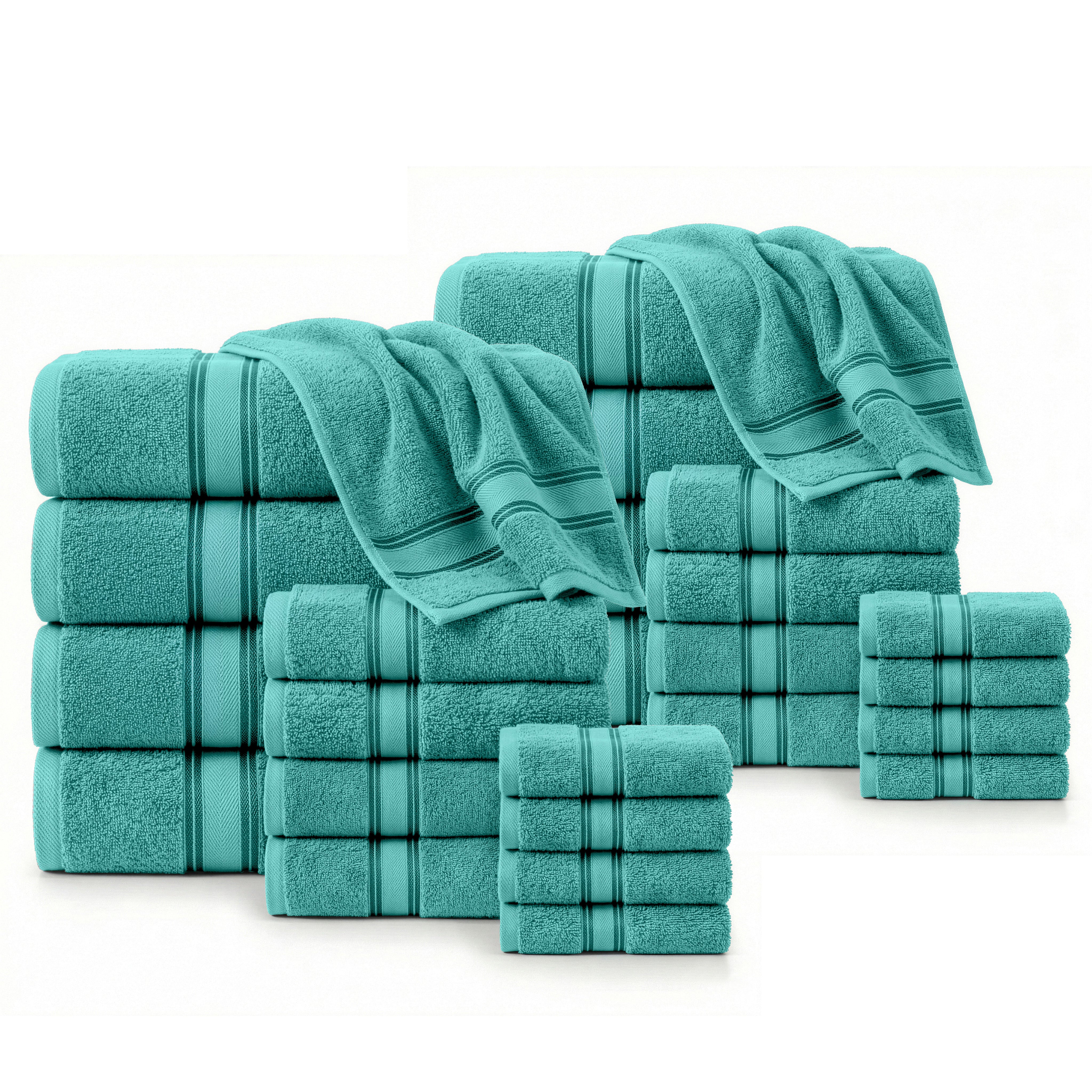 24 Piece 100% Cotton Towel Set 550GSM - Teal